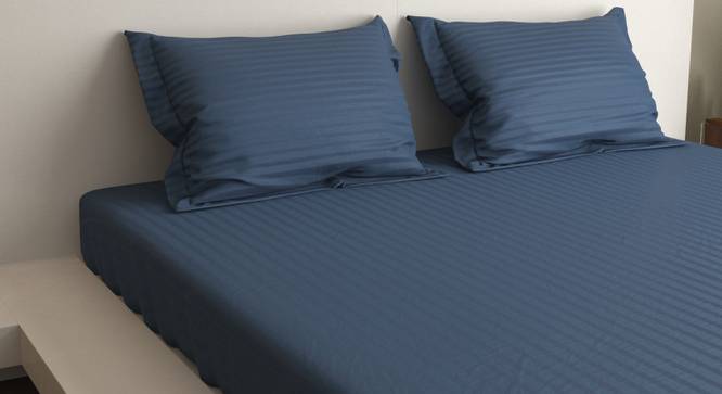 Chikao Navy 400 TC fabric King Size  Bedsheets With  2 Pillow Covers (Navy, King Size) by Urban Ladder - Front View Design 1 - 487681