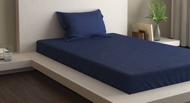 Billy Navy 400 TC fabric Single Size  Bedsheets With  1 Pillow Covers (Navy, Single Size) by Urban Ladder - Cross View Design 1 - 487735