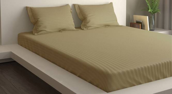 Chikao Beige 400 TC fabric King Size  Bedsheets With  2 Pillow Covers (Beige, King Size) by Urban Ladder - Cross View Design 1 - 487738