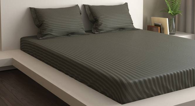 Chikao Grey 400 TC fabric King Size  Bedsheets With  2 Pillow Covers (Grey, King Size) by Urban Ladder - Cross View Design 1 - 487739