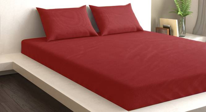 Emma Maroon 210 TC fabric King Size  Bedsheets With  2 Pillow Covers (Maroon, King Size) by Urban Ladder - Cross View Design 1 - 487800