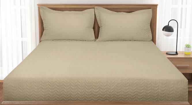 Darlene Khaki 400 TC fabric Queen Size  Bed Covers (Khaki, Queen Size) by Urban Ladder - Cross View Design 1 - 487813