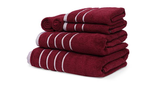 Donahue  Maroon 500 GSM fabric 59 x 27 Inches  Towel Set Set of 6 (Maroon) by Urban Ladder - Cross View Design 1 - 487815