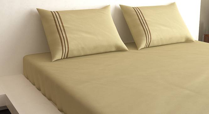 Aniston Khaki 400 TC fabric King Size  Bedsheets With  2 Pillow Covers (Khaki, King Size) by Urban Ladder - Front View Design 1 - 487821