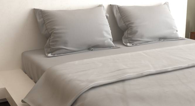 Astor Silver 400 TC fabric Queen Size Duvet Covers (Silver, Queen Size) by Urban Ladder - Front View Design 1 - 487823