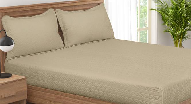 Darlene Khaki 400 TC fabric Queen Size  Bed Covers (Khaki, Queen Size) by Urban Ladder - Front View Design 1 - 487830