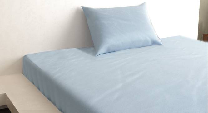 Julianne Sky Blue 210 TC fabric Single Size  Bedsheets With  1 Pillow Covers (Sky Blue, Single Size) by Urban Ladder - Cross View Design 1 - 487949