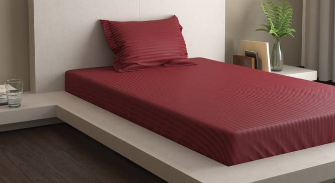 Clarence Maroon 400 TC fabric Single Size  Bedsheets With  1 Pillow Covers (Maroon, Single Size) by Urban Ladder - Cross View Design 1 - 488013