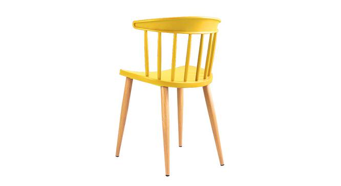 Ewing Dining Chair (Yellow, Plastic & Brown Wooden Finish) by Urban Ladder - Side View Design 1 - 