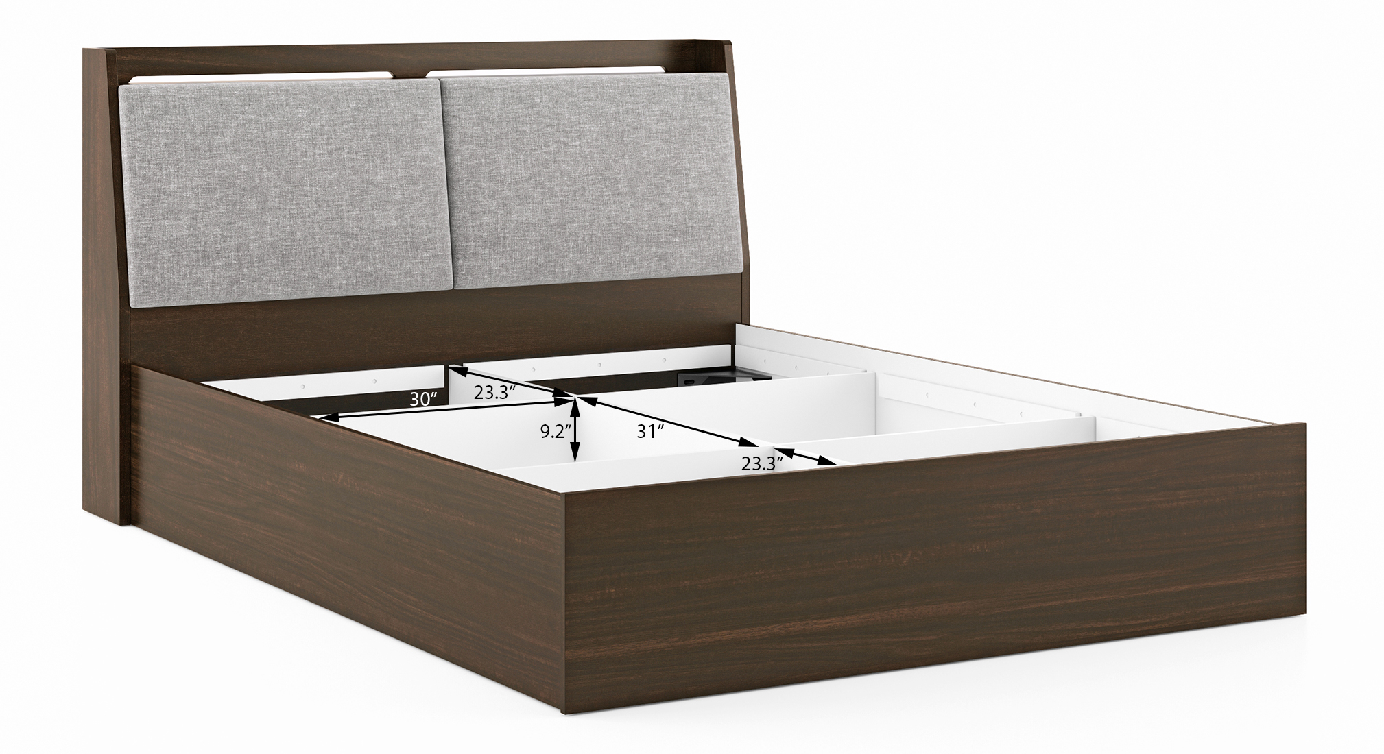 Tyra storage bedqueen finish californian walnut 6