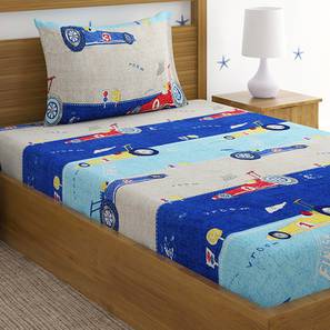 Kids Bedsheets Design Cheduba Multicolor Cartoon Cotton Single Size Bedsheet with 1 Pillow Cover (Single Size, Multicolor)