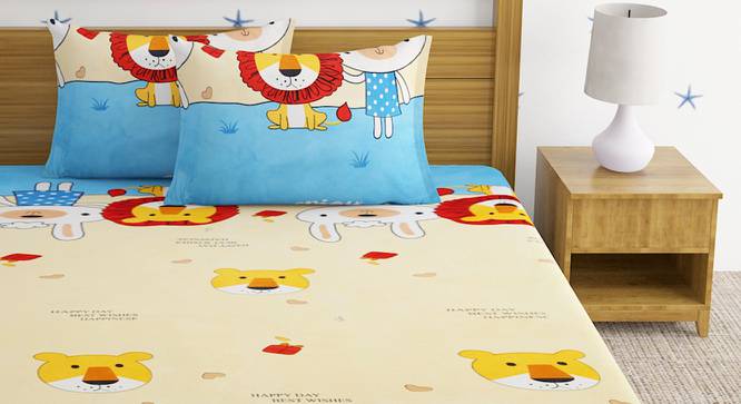 Malta Multicolor Cartoon Cotton Queen Size Bedsheet with 2 Pillow Covers (Queen Size, Multicolor) by Urban Ladder - Front View Design 1 - 488132