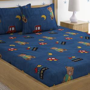 Kids Bedsheets Design Arguin Multicolor Cartoon Cotton Queen Size Bedsheet with 2 Pillow Covers (Queen Size, Multicolor)