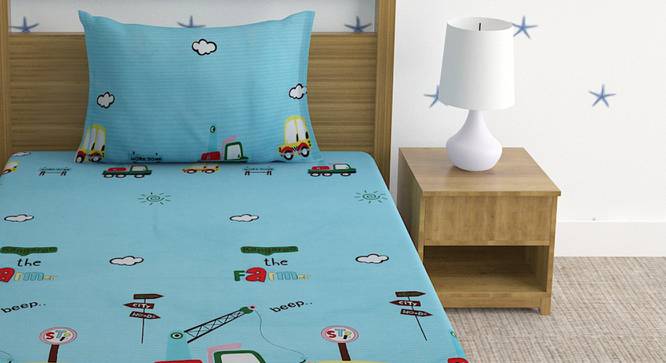 Mauk Multicolor Cartoon Cotton Single Size Bedsheet with 1 Pillow Cover (Single Size, Multicolor) by Urban Ladder - Front View Design 1 - 488188