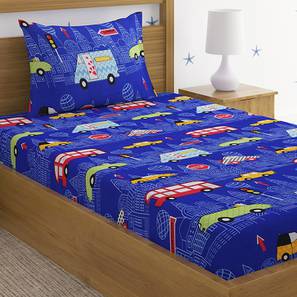 Kids Bedsheets Design Kermad Multicolor Cartoon Cotton Single Size Bedsheet with 1 Pillow Cover (Single Size, Multicolor)
