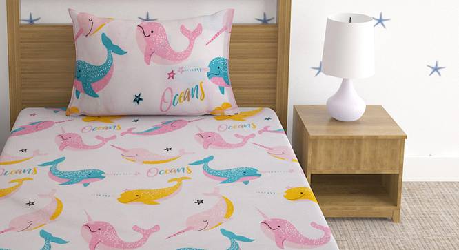 Atafu Multicolor Cartoon Cotton Single Size Bedsheet with 1 Pillow Cover (Single Size, Multicolor) by Urban Ladder - Front View Design 1 - 488276
