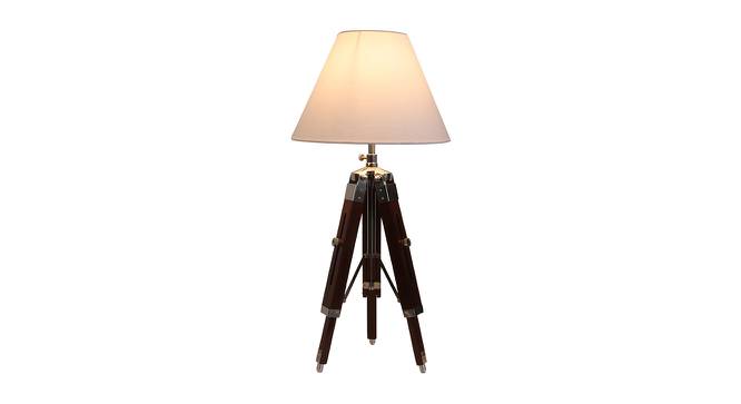 Shealynn White Cotton Shade Table Lamp (Nickle & Walnut Polish) by Urban Ladder - Front View Design 1 - 488314