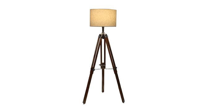 Shaela Natural Lenin Shade Floor Lamp (Natural Teak Wood & Nickle) by Urban Ladder - Front View Design 1 - 488317