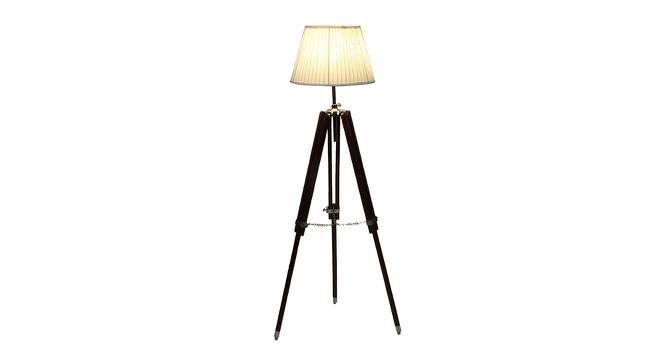 Shaylah Off White Cotton & Silk Mix Shade Floor Lamp (Walnut Polish & Brass Antique) by Urban Ladder - Front View Design 1 - 488318