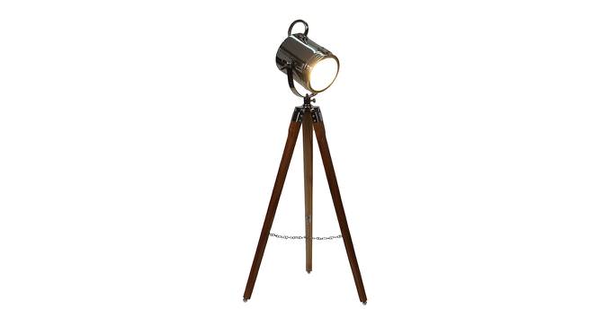 Alveena Nickle Aluminum Shade Floor Lamp (Natural Teak Wood & Nickle) by Urban Ladder - Front View Design 1 - 488319