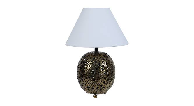 Mystica White Cotton Shade Table Lamp (Brass Antique) by Urban Ladder - Cross View Design 1 - 488330