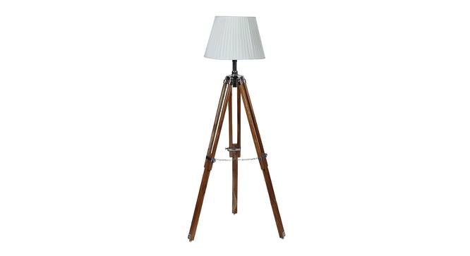 Elvina Off White Cotton & Silk Mix Shade Floor Lamp (Natural Teak Wood & Nickle) by Urban Ladder - Cross View Design 1 - 488335