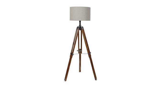 Shaela Natural Lenin Shade Floor Lamp (Natural Teak Wood & Nickle) by Urban Ladder - Cross View Design 1 - 488337