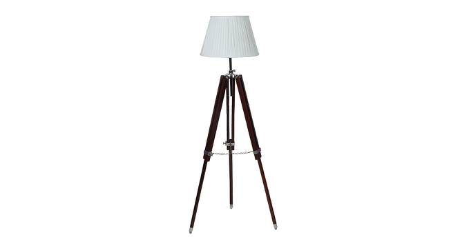 Shaylah Off White Cotton & Silk Mix Shade Floor Lamp (Walnut Polish & Brass Antique) by Urban Ladder - Cross View Design 1 - 488338
