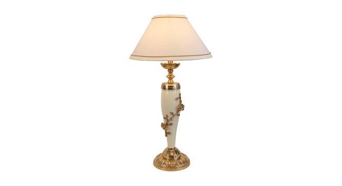 Alf White Cotton Shade Table Lamp (Ivory & Gold) by Urban Ladder - Front View Design 1 - 488406
