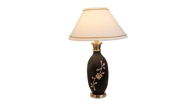 Alfredia White Cotton Shade Table Lamp (Black & Gold) by Urban Ladder - Front View Design 1 - 488408