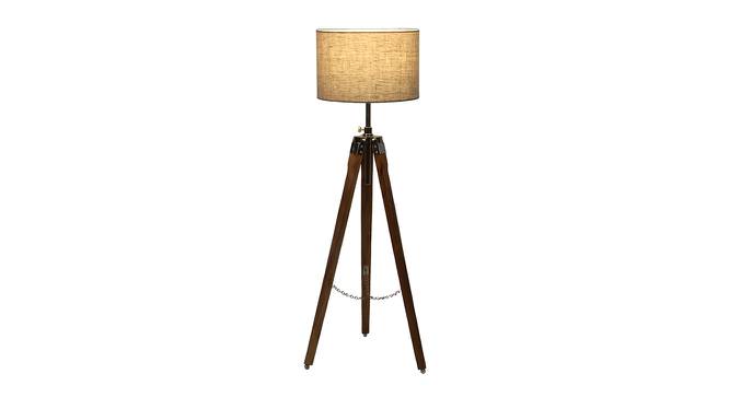 Freeda Natural Lenin Shade Floor Lamp (Teak Wood & Lenin) by Urban Ladder - Front View Design 1 - 488415