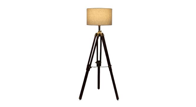 Shaylene Natural Lenin Shade Floor Lamp (Walnut Polish & Brass Antique) by Urban Ladder - Front View Design 1 - 488417