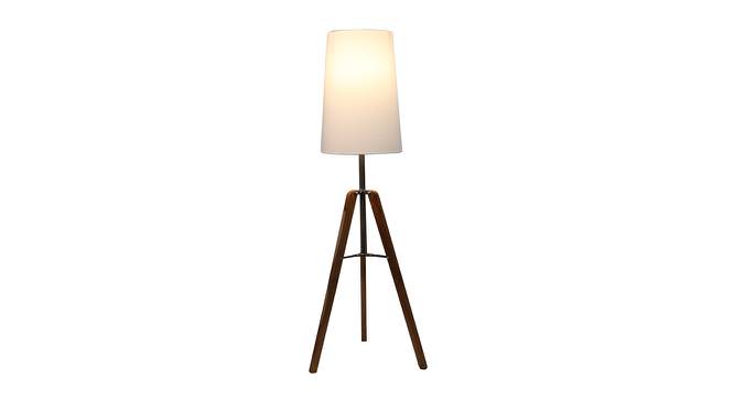 Alvyn White Cotton Shade Floor Lamp (Natural Teak Wood & Nickle) by Urban Ladder - Front View Design 1 - 488418