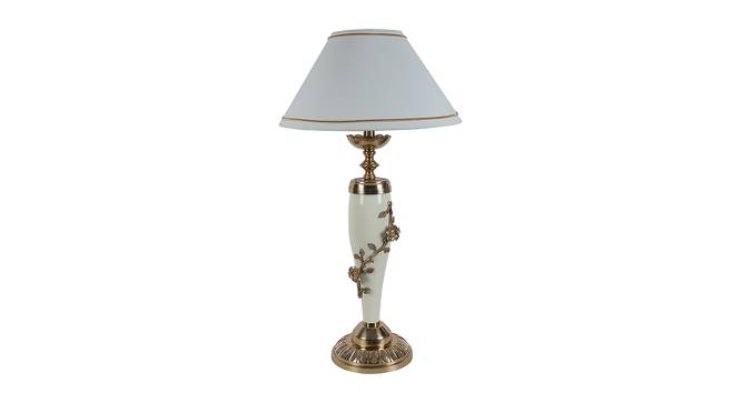 Alf White Cotton Shade Table Lamp (Ivory & Gold) by Urban Ladder - Cross View Design 1 - 488424