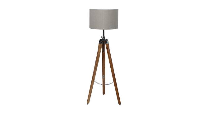 Freeda Natural Lenin Shade Floor Lamp (Teak Wood & Lenin) by Urban Ladder - Cross View Design 1 - 488433