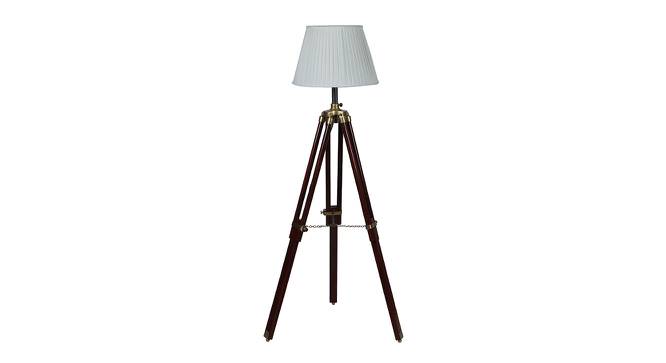 Aubre Off White Cotton & Silk Mix Shade Floor Lamp (Walnut Polish & Brass Antique) by Urban Ladder - Cross View Design 1 - 488434
