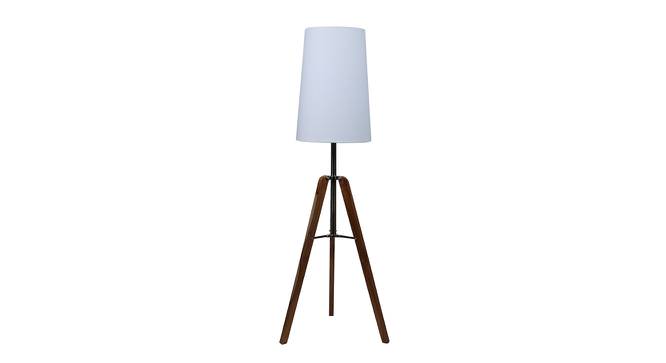 Alvyn White Cotton Shade Floor Lamp (Natural Teak Wood & Nickle) by Urban Ladder - Cross View Design 1 - 488436
