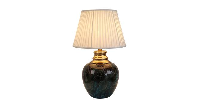 Aubry Off White Cotton & Silk Mix Shade Table Lamp (Gold) by Urban Ladder - Front View Design 1 - 488507
