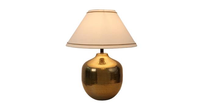 Fayetta White Cotton Shade Table Lamp (Antique Brass) by Urban Ladder - Front View Design 1 - 488508