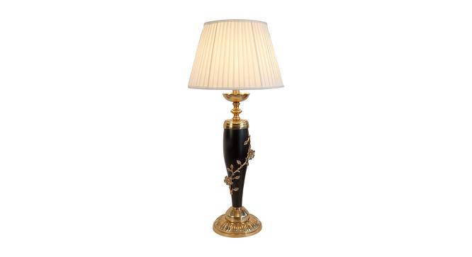 Freddi Off White Cotton & Silk Mix Shade Table Lamp (Black & Gold) by Urban Ladder - Front View Design 1 - 488511