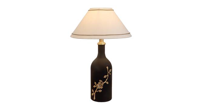 Fredo White Cotton Shade Table Lamp (Black & Gold) by Urban Ladder - Front View Design 1 - 488512