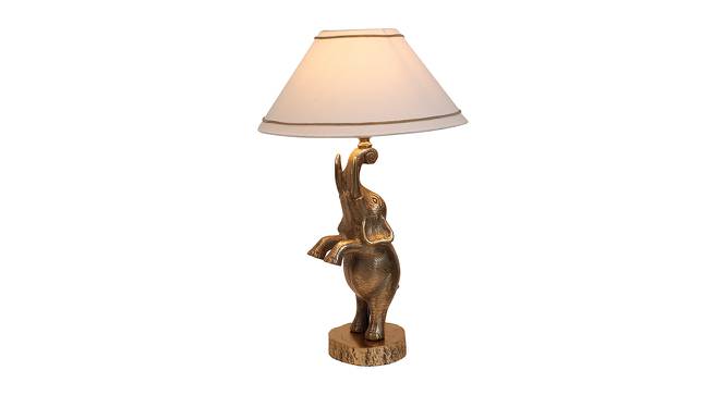 Alvine White Cotton Shade Table Lamp (Brass) by Urban Ladder - Front View Design 1 - 488529