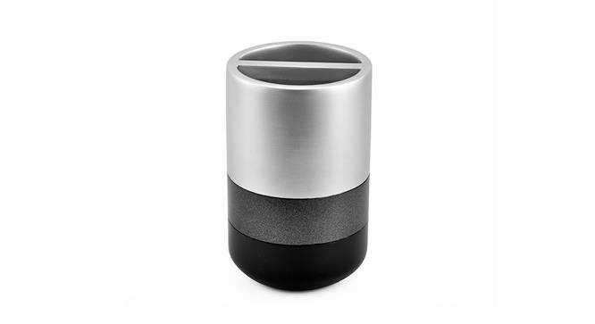 Griffith Silver & Black Oval Polyresin Toothbrush Holder (Silver & Black) by Urban Ladder - Front View Design 1 - 488688