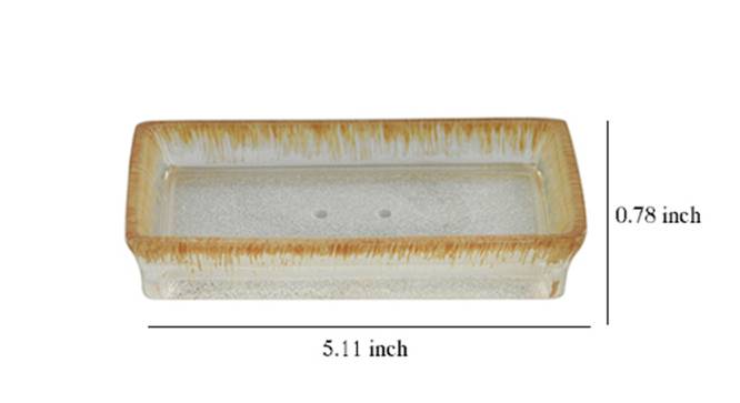 Desirae Yellow & White Rectangular Polyresin Soap case (Yellow & White) by Urban Ladder - Design 1 Dimension - 488776