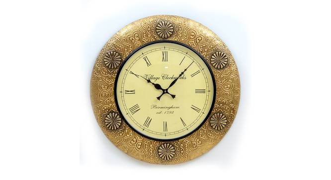Wesson Golden Wood Round Aanalog Wall Clock (Multicolor) by Urban Ladder - Cross View Design 1 - 489052