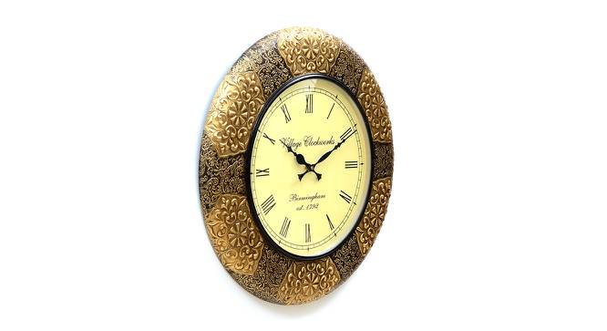 Larry Golden Wood Round Aanalog Wall Clock (Multicolor) by Urban Ladder - Front View Design 1 - 489061