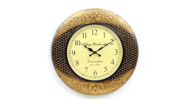 Eugene Golden Wood Round Aanalog Wall Clock (Multicolor) by Urban Ladder - Cross View Design 1 - 489125
