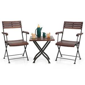 Balcony Sets Design Masai Arm Chair Table Set (Dark Teak Finish) (Dark Teak)