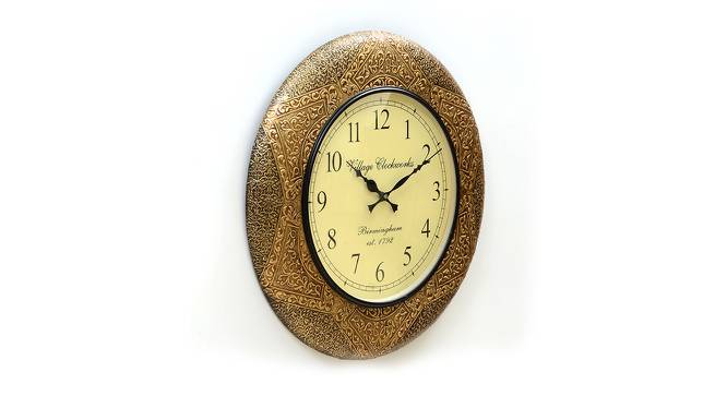 Bronson Golden Wood Round Aanalog Wall Clock (Multicolor) by Urban Ladder - Front View Design 1 - 489218