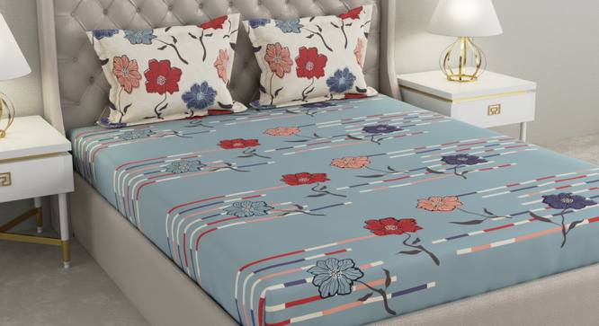 Whoopi Multicolor Floral 140 TC Cotton Queen Size Bedsheet with 2 Pillow Covers (Queen Size, Multicolor) by Urban Ladder - Cross View Design 1 - 492227